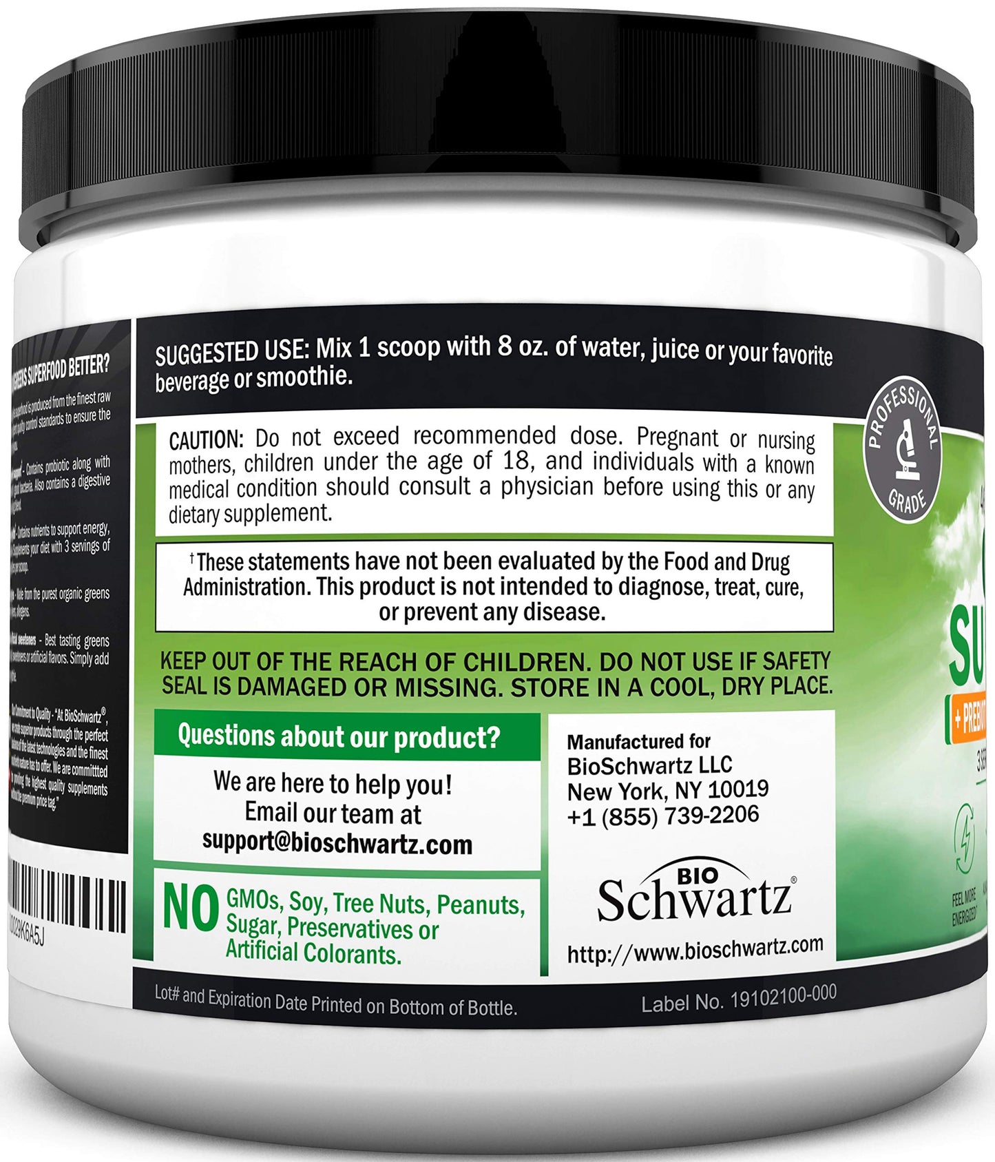 Super Greens Powder Superfood - Greens Powder with Probiotics Prebiotics Digestive BioSchwartzUS supplements