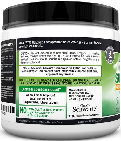 Super Greens Powder Superfood - Greens Powder with Probiotics Prebiotics Digestive BioSchwartzUS supplements