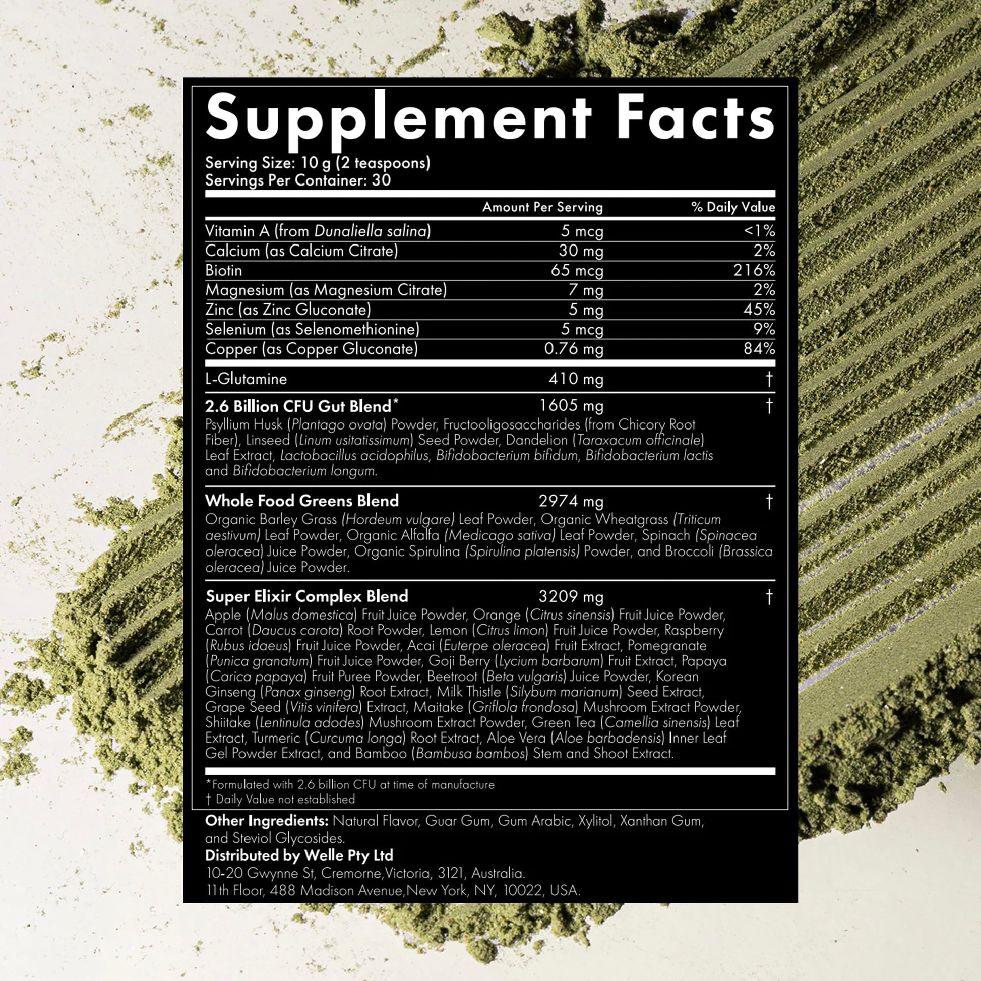 WelleCo The Super Elixir Daily Greens Powder, Probiotic Drink Mix with Whole Foods, Gluten Free, Vegan Gut Health Powder, Energy, Immunity, Healthy Skin, Hair & Nails (Jar, Blood Orange) WelleCoAu supplements