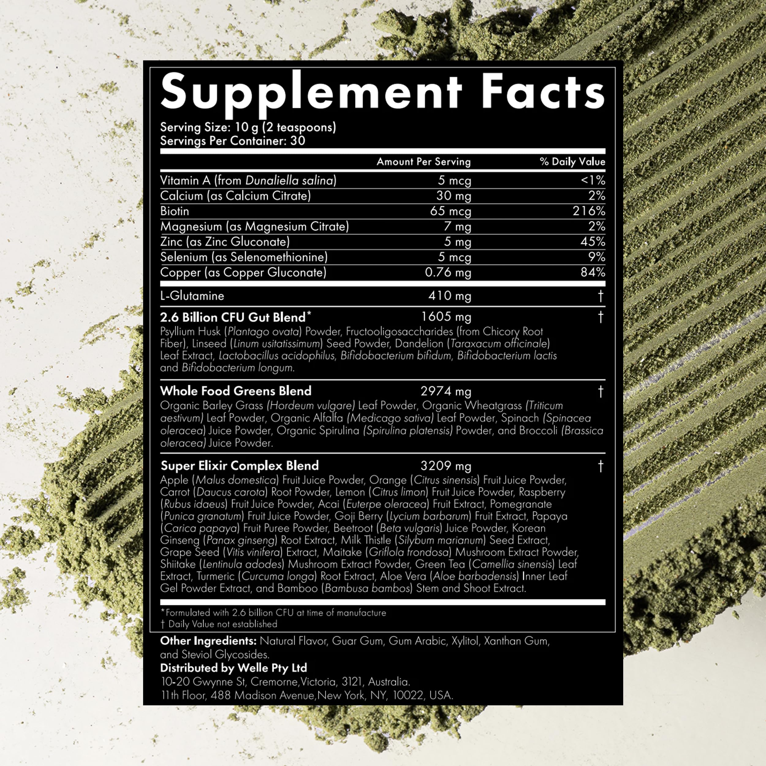 WelleCo The Super Elixir Daily Greens Powder, Probiotic Drink Mix with Whole Foods, Gluten Free, Vegan Gut Health Powder, Energy, Immunity, Healthy Skin, Hair & Nails (Jar, Blood Orange) WelleCoAu supplements