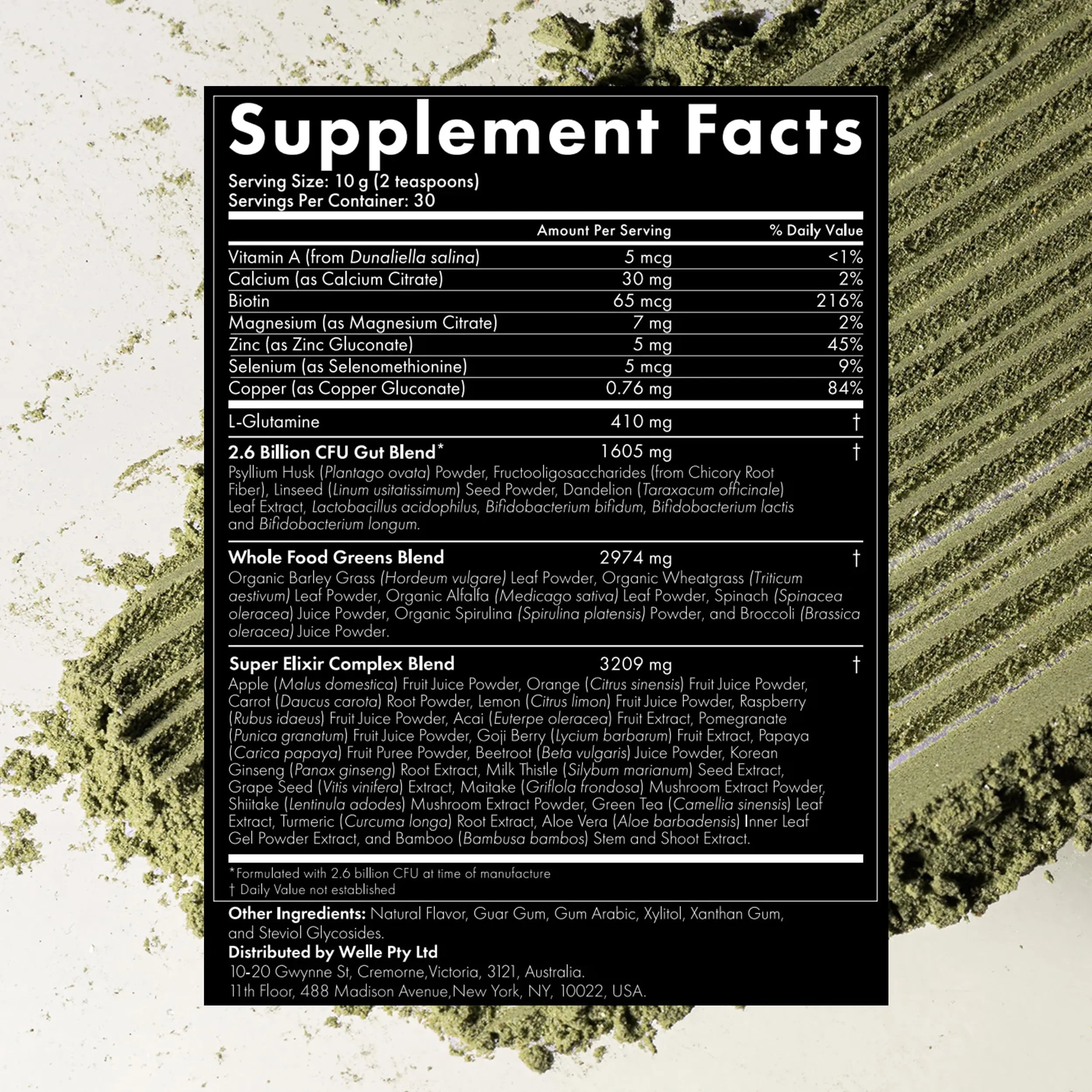 WelleCo The Super Elixir Daily Greens Powder, Probiotic Drink Mix with Whole Foods, Gluten Free, Vegan Gut Health Powder, Energy, Immunity, Healthy Skin, Hair & Nails (Jar, Blood Orange) WelleCoAu supplements