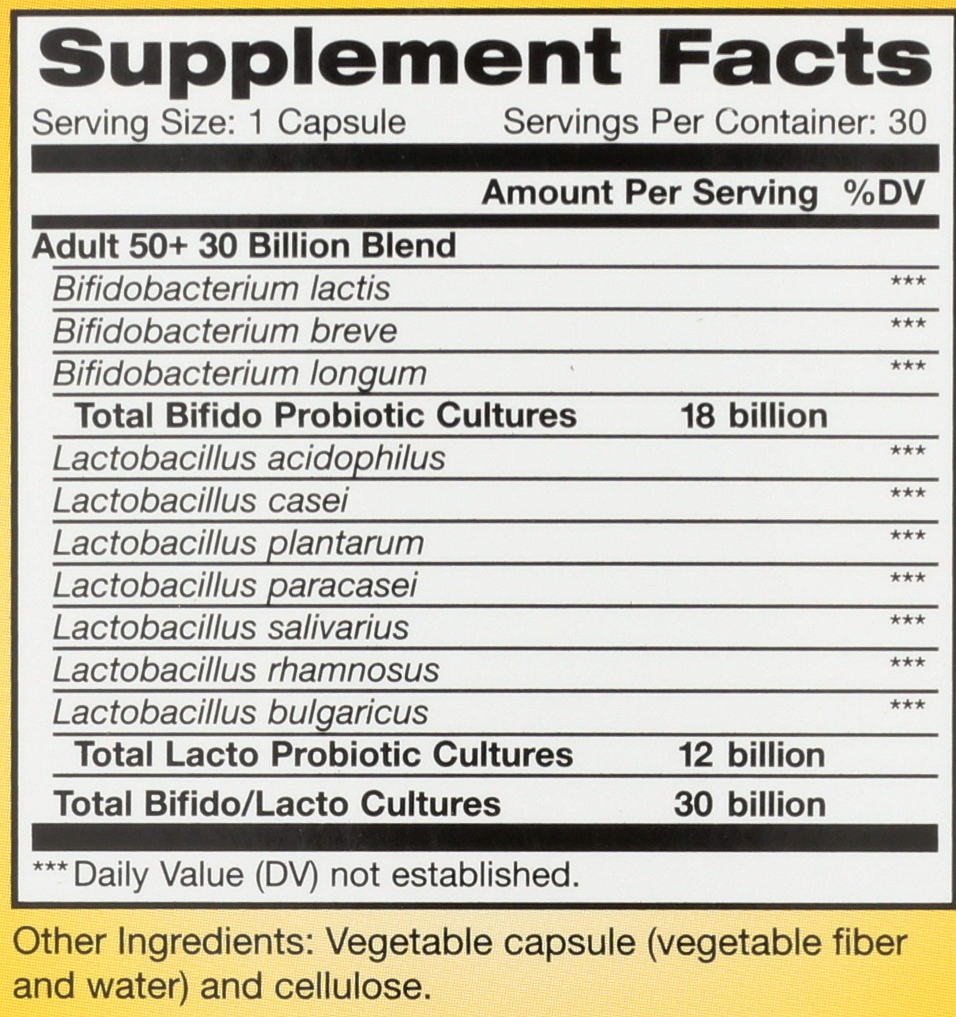 Renew Life Probiotic Adult 50 Plus Probiotic Capsules, Daily Supplement Supports Urinary, Digestive and Immune Health, L. Rhamnosus GG, Dairy, Soy and gluten-free, 30 Billion CFU, 30 Count Renew LifeAu supplements