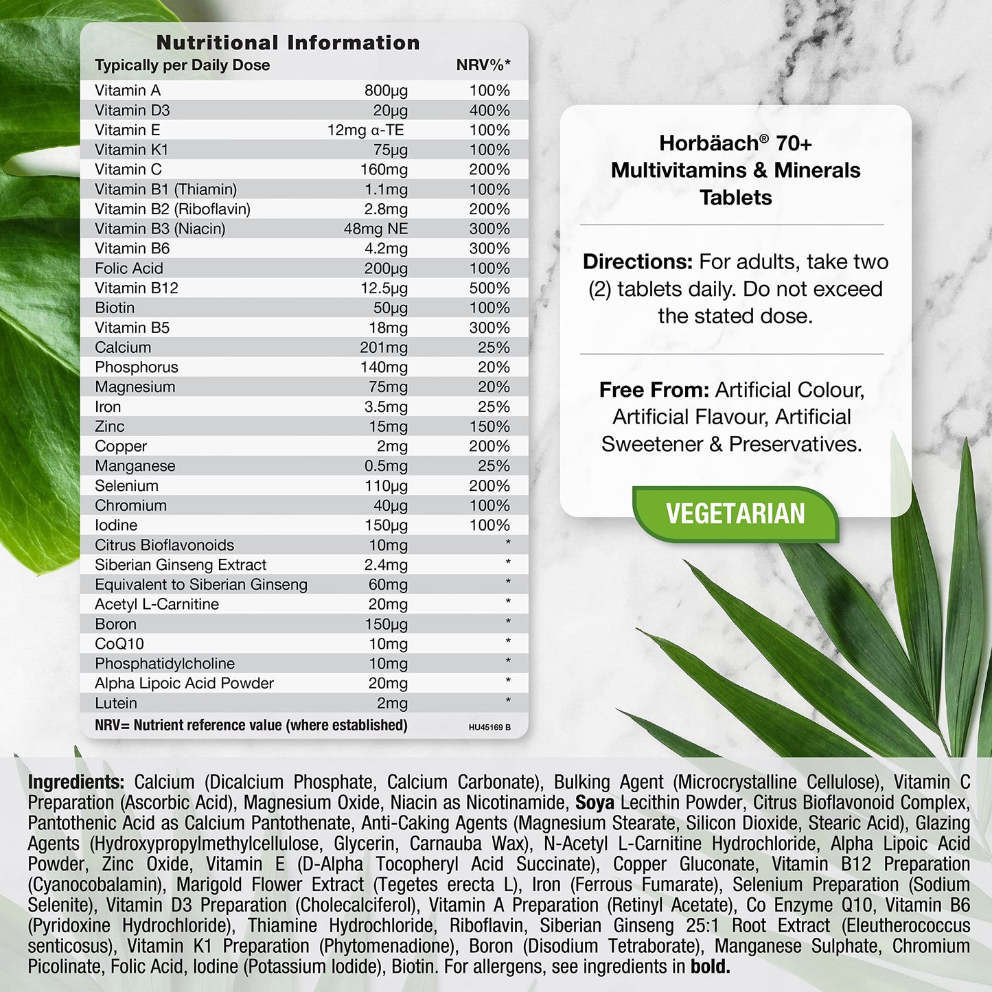 Multivitamin 70 Plus Tablets | 90 Count | with Essential Vitamins and Minerals | for Men and HorbäachUS supplements