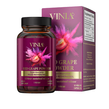 VINIA 12-Hour Sustained Release Piceid Resveratrol Supplement. Nitric Oxide Supplement VINIAUS supplements