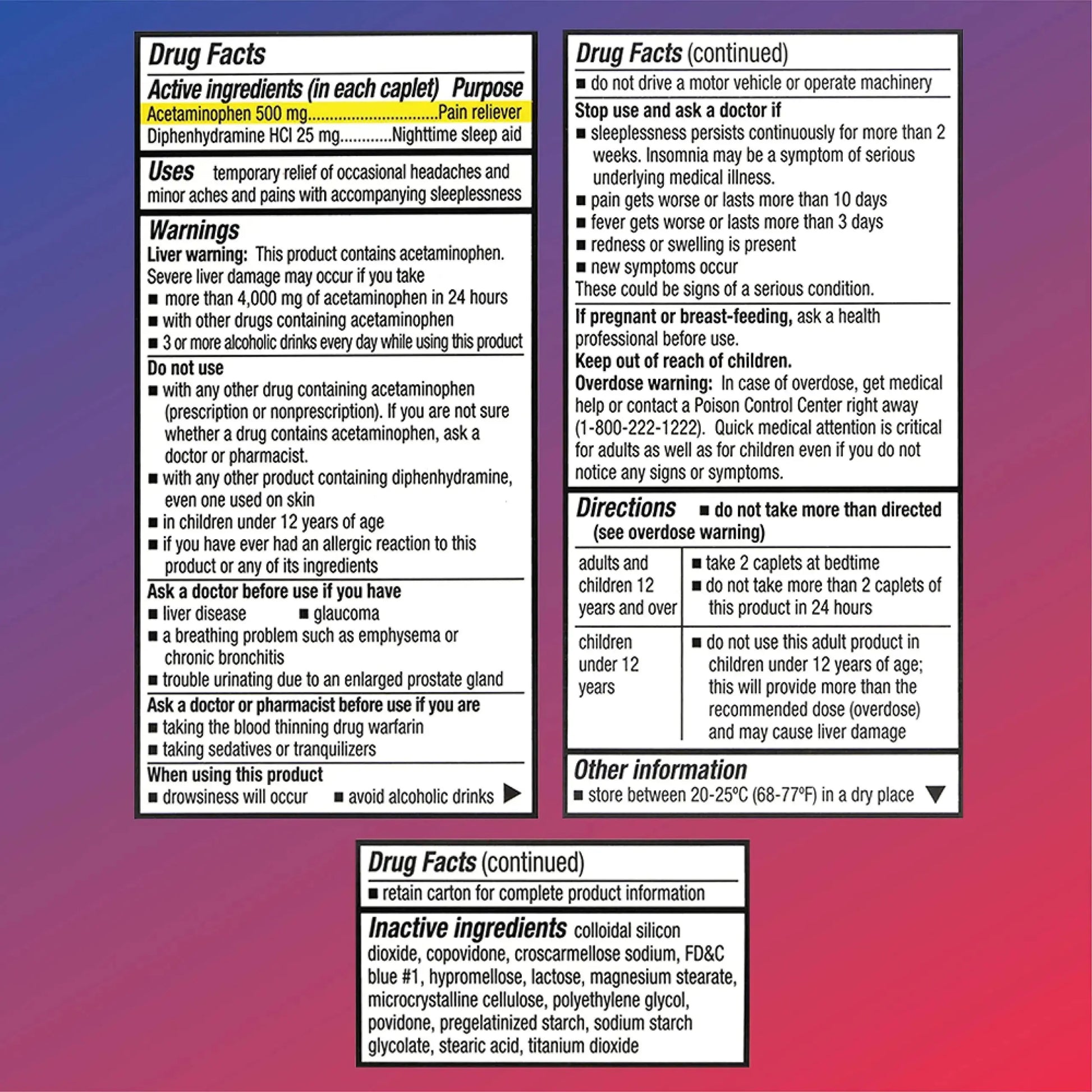 Quality Choice Extra Strength Pain Relief PM, Pain Reliever and Nighttime Sleep Aid, Acetaminophen 500 mg & Diphenhydramine HCI 25 mg (Sleep Aid), 50 Count Package of Caplets Quality ChoiceAu supplements