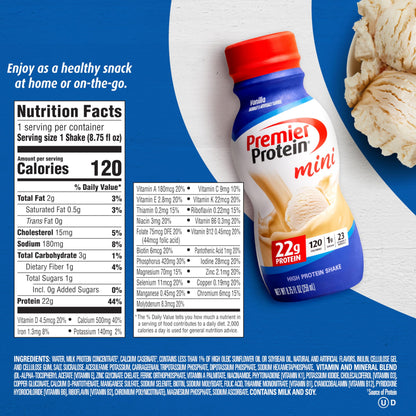 Premier Protein Shake MINIs, Vanilla, 22g Protein, 120 Calories, 1g Sugar, 8.75fl oz Premier ProteinUS supplements