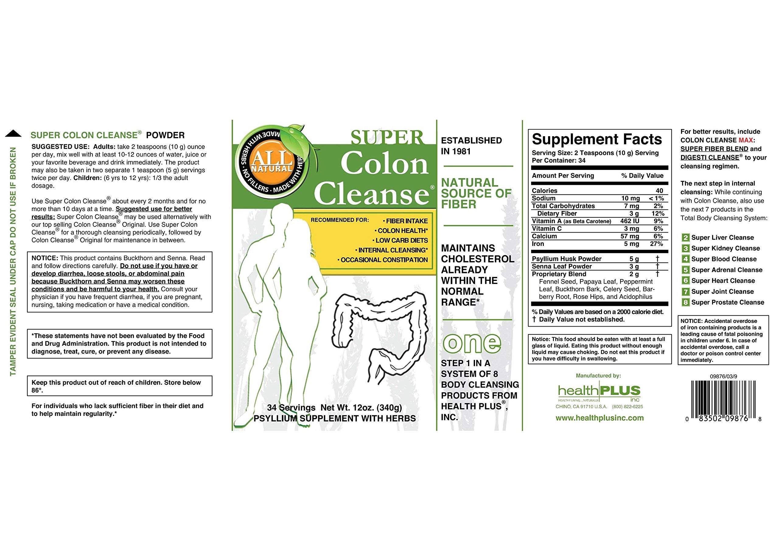 Health Plus Super Colon Cleanse: 10-Day Cleanse -Detox | More than 1 Cleanse, 12 Ounces Health PlusAu supplements