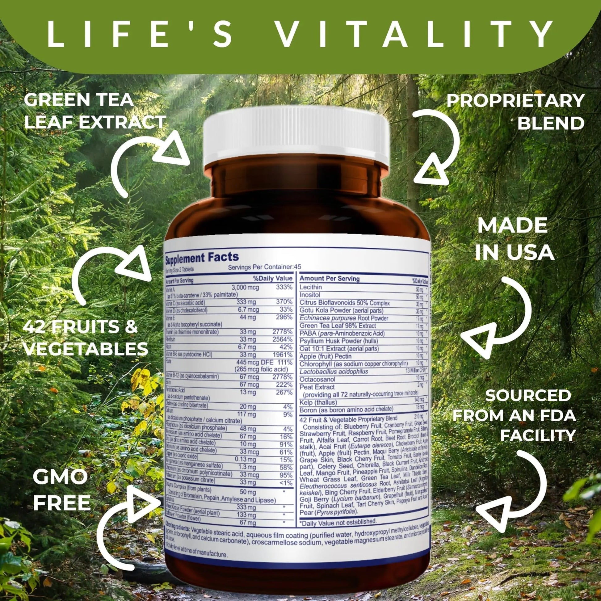 DR. MOSSERI Life's Vitality Vegan Multivitamin for Men & Women – Non-GMO Formula with 42 Fruits and Vegetables, Daily Multivitamin and Mineral Complex DR. MOSSERIAu supplements