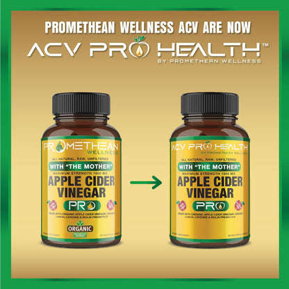Certified Organic Apple Cider Vinegar Capsules Pro with Mother Acv Pills Detox Promethean WellnessUS supplements