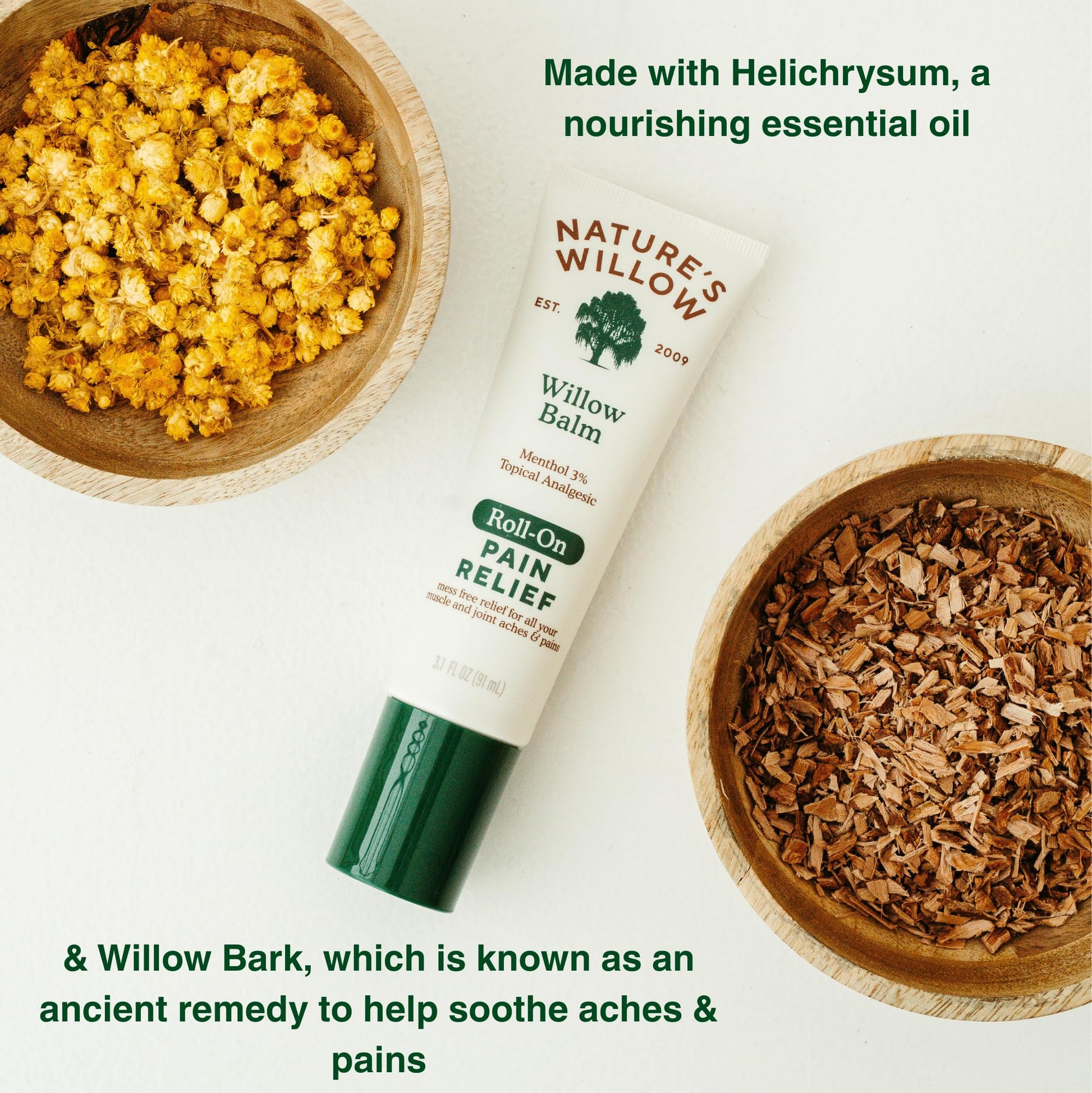 NEW Nature's Willow ROLL-ON Pain Relief | Fast-Acting, No-Mess Relief for Back, Neck, Knees & Joints | Willow Bark & Menthol | Clean, Fresh Scent | No Dyes or Artificial Fragrance | 3.1 fl oz | 3-Pack Nature's WillowAu supplements