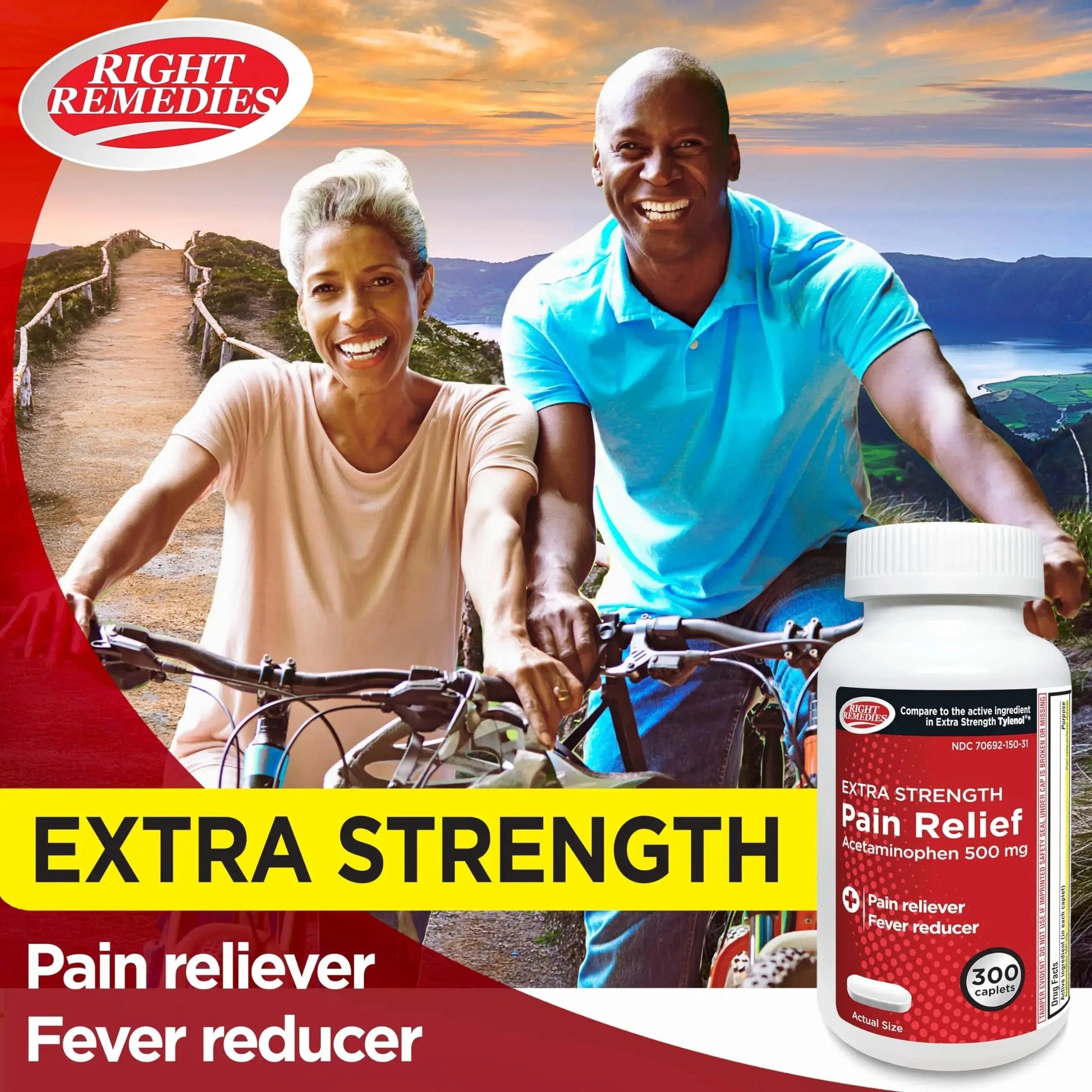 RIGHT REMEDIES Extra Strength Pain Relief, Acetaminophen 500 mg Caplets, Pain Reliever & Fever Reducer, Value Pack (300 Count), Compare to the Active Ingredient in Extra Strength Tylenol® RIGHT REMEDIESAu supplements