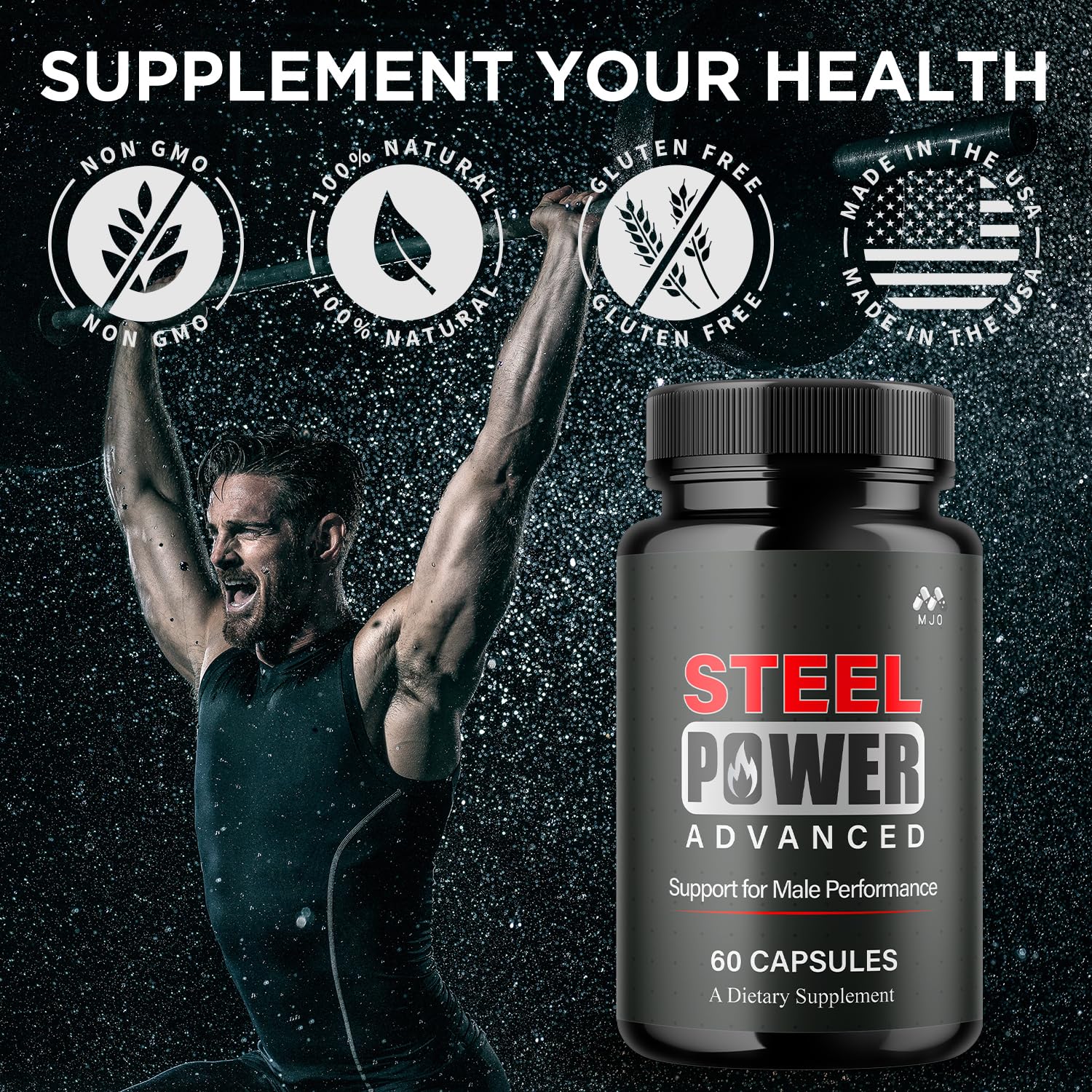 Steel Power Capsules, Official Steel Power for Men with All Natural Ingredients, Advanced SteelPower Men's Health and Wellness Vitamin Formula Pills with Maximum Strength Multivitamins (60 Capsules) MJOAu supplements