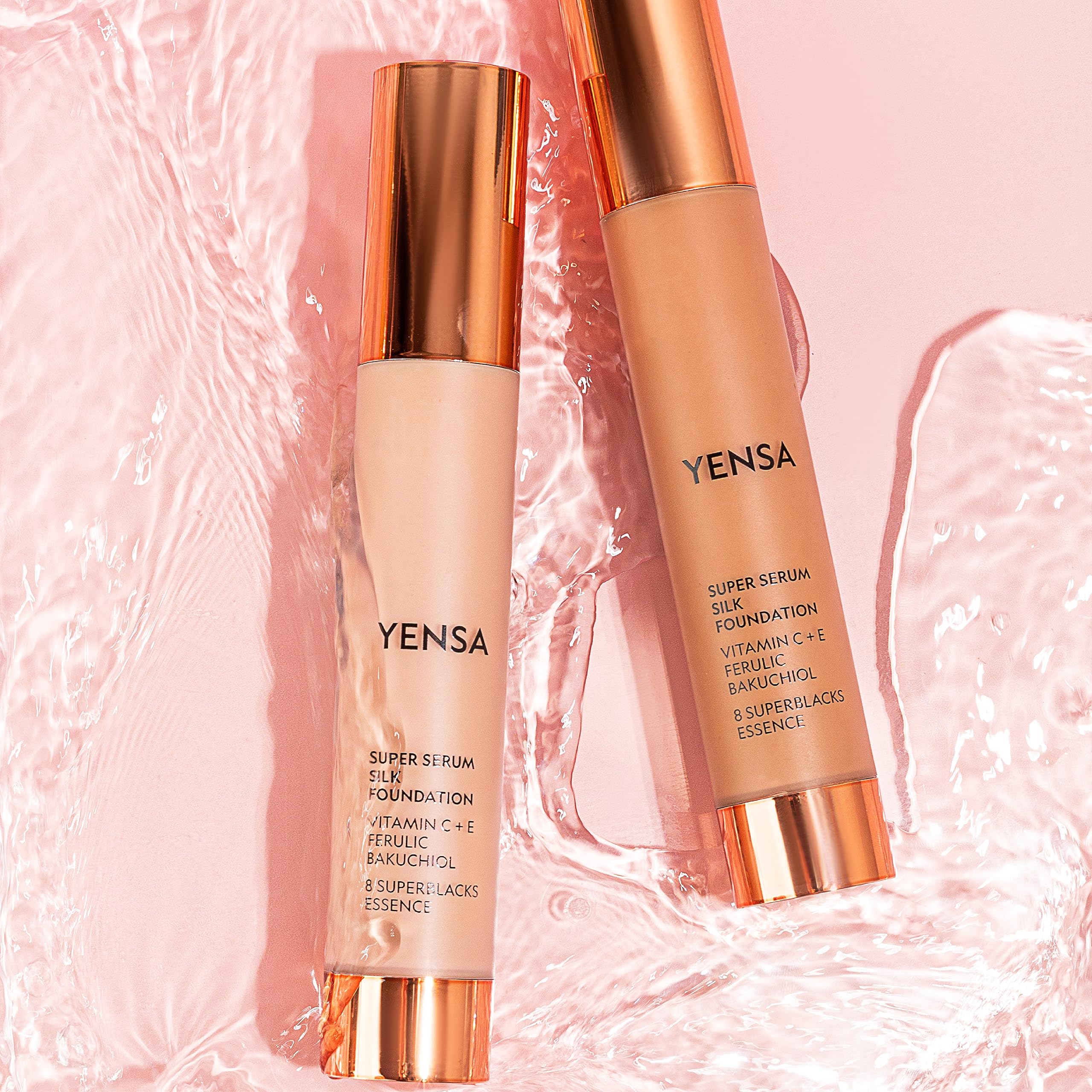 YENSA Serum Foundation Makeup - Super Silk Full Coverage Foundation Enriched with Peptides, Vitamin C & Ferulic Acid to Help Reduce Fine Lines, Wrinkles & Dark Circles - Light 1 (1 oz) YENSAAu supplements