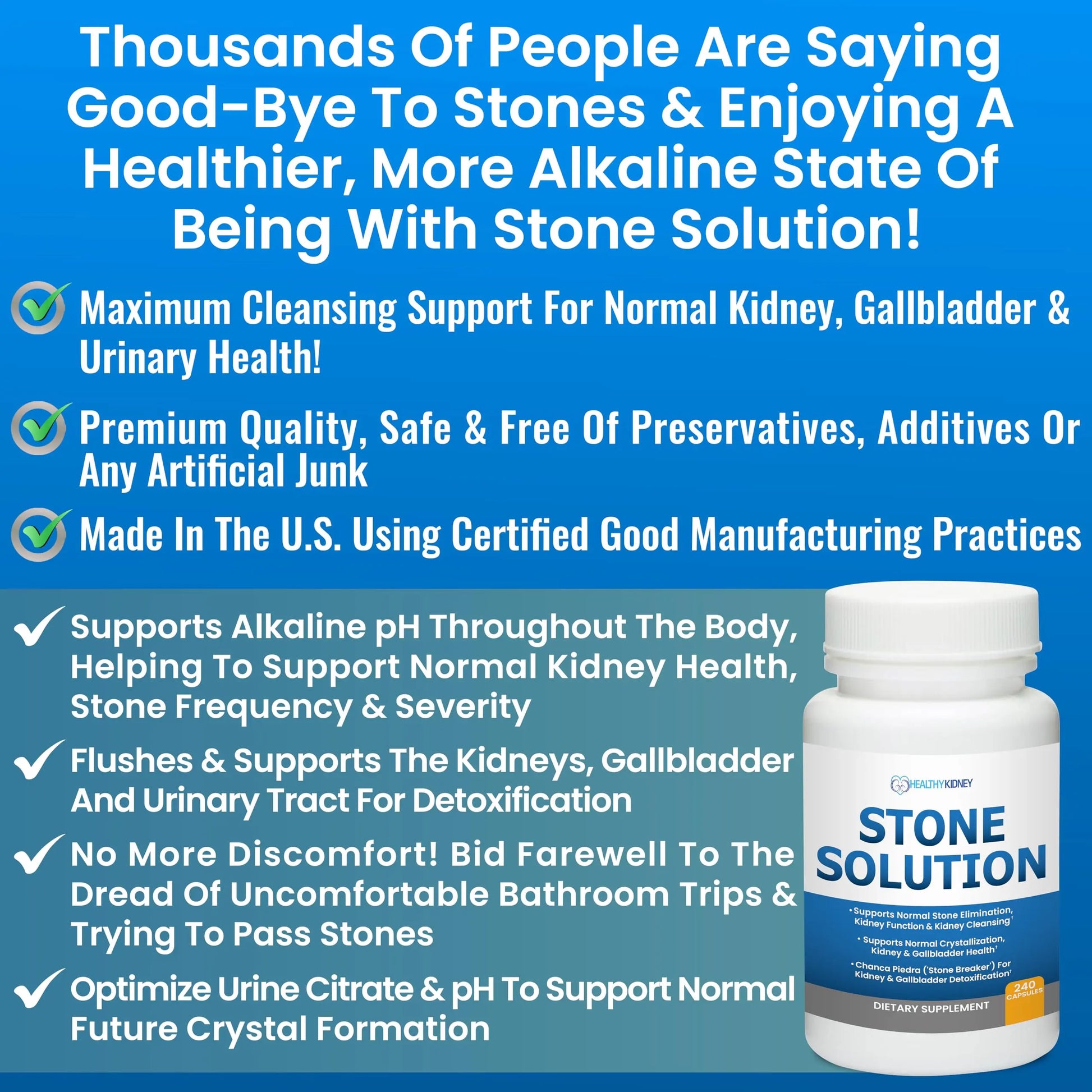 Stone Solution Capsules- Natural Dissolver, Kidney Stone Support & Kidney Cleanser Chanca Piedra Stone Breaker Gallbladder Cleanse, Flush & Stop Recurrence, Stone Relief 60 Servings Kidney Restorenz supplements