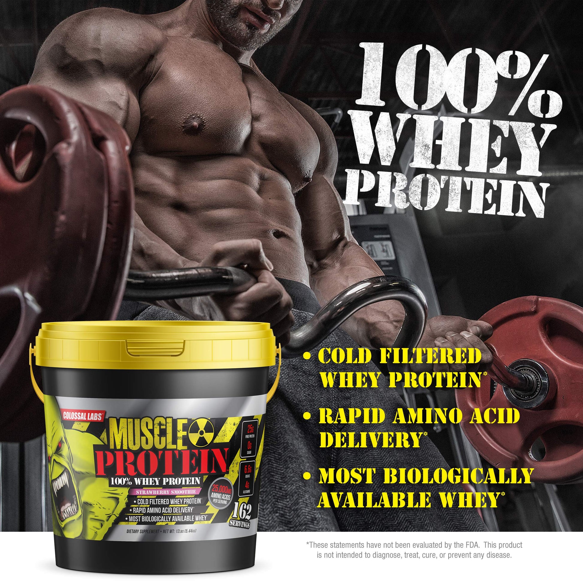 COLOSSAL LABS Muscle Protein Whey Powder [12 lbs/Pack of 1]-Strawberry Protein COLOSSAL LABSUS supplements