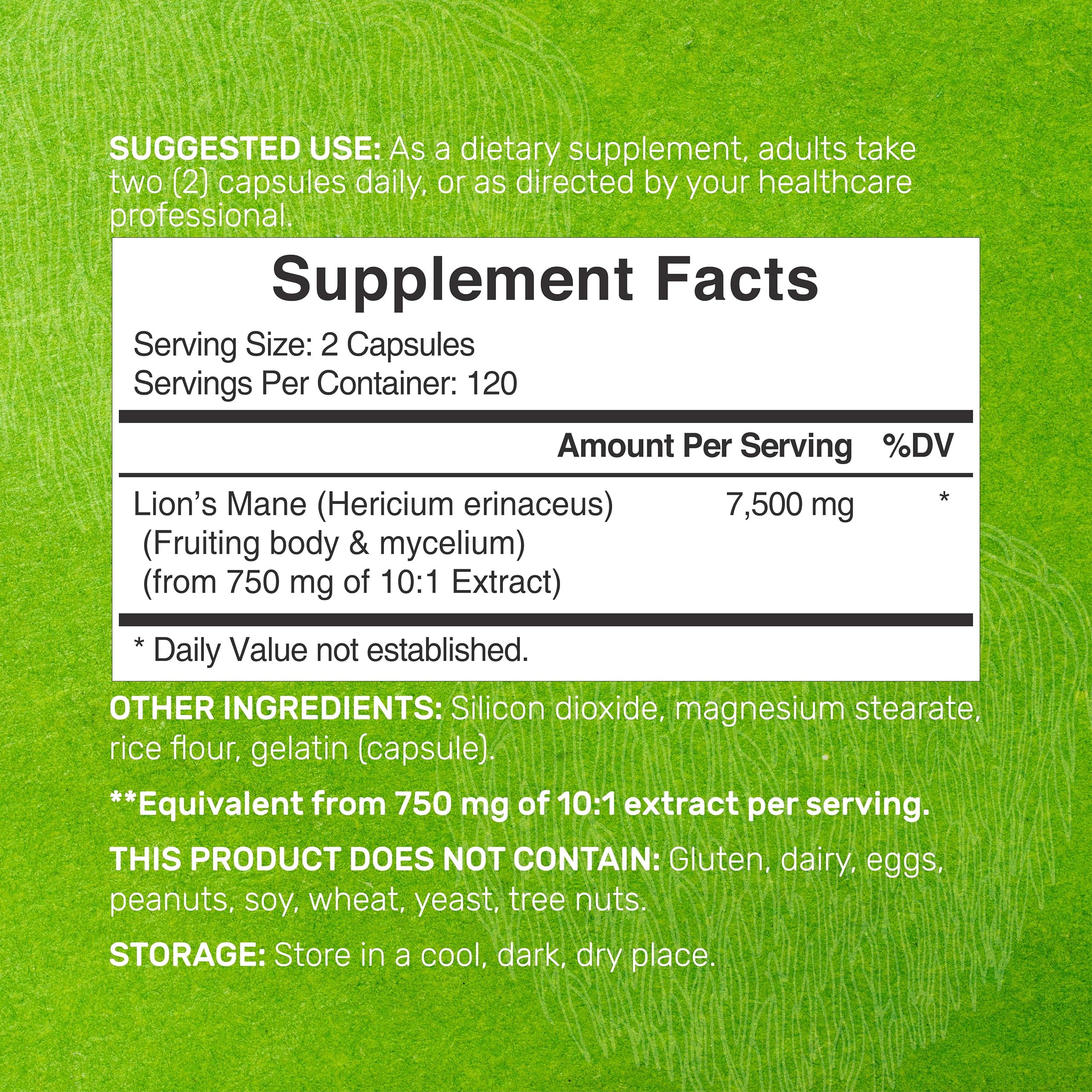 Lions Mane Mushroom Supplement, 7,500mg Per Serving, 240 Capsules – Active Fruiting DEAL SUPPLEMENTAu supplements