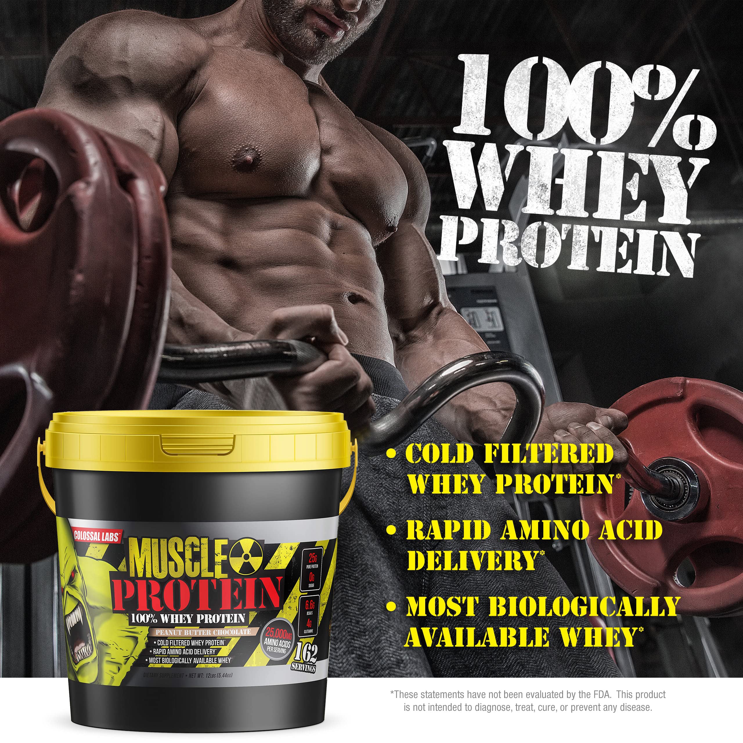 COLOSSAL LABS Muscle Growth Whey Protein [12 lbs/Pack of 1]–Peanut Butter Chocolate COLOSSAL LABSUS supplements