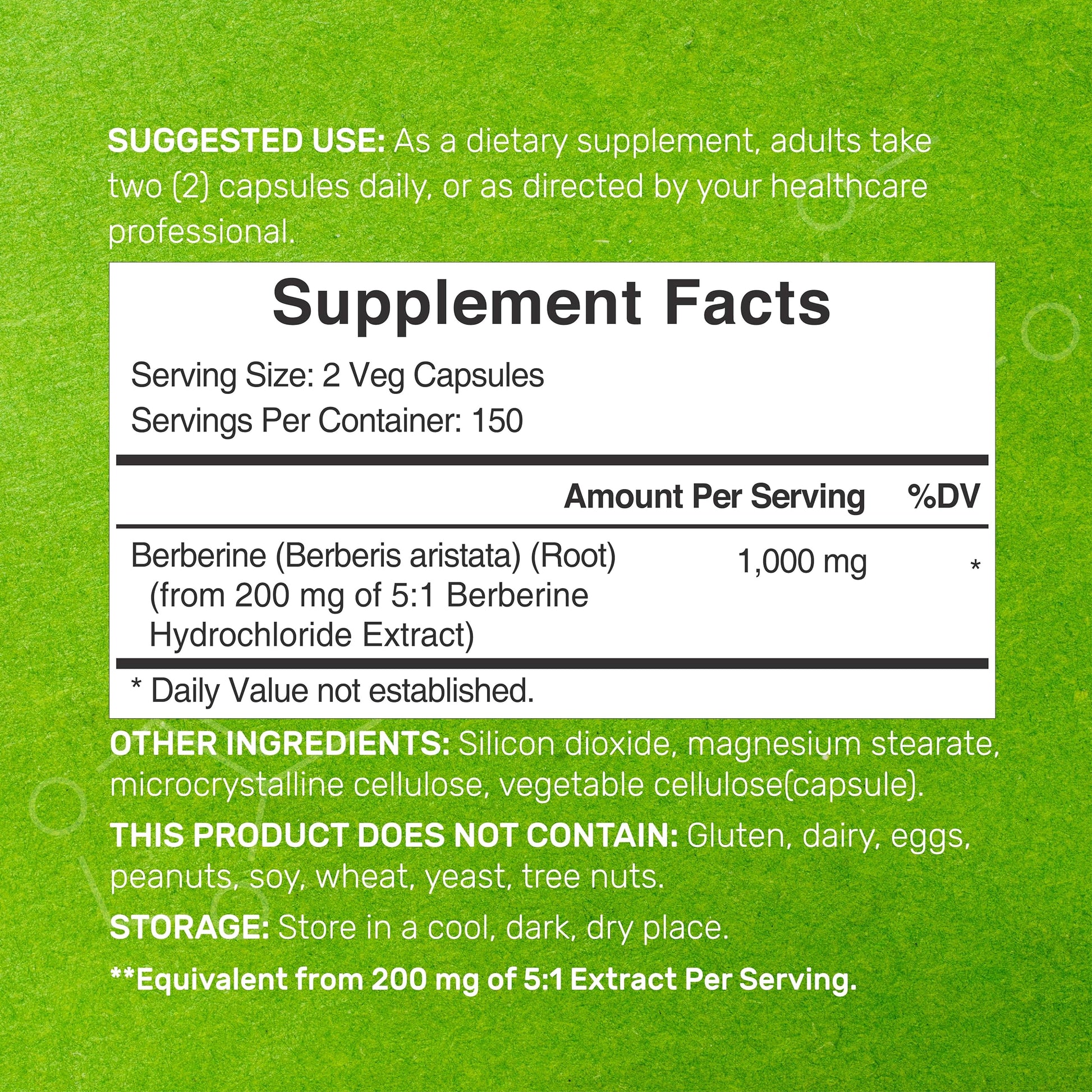 Berberine Supplement, 1,000mg Per Serving, 300 Veggie Capsules – 97% Pure Berberine DEAL SUPPLEMENTAu supplements