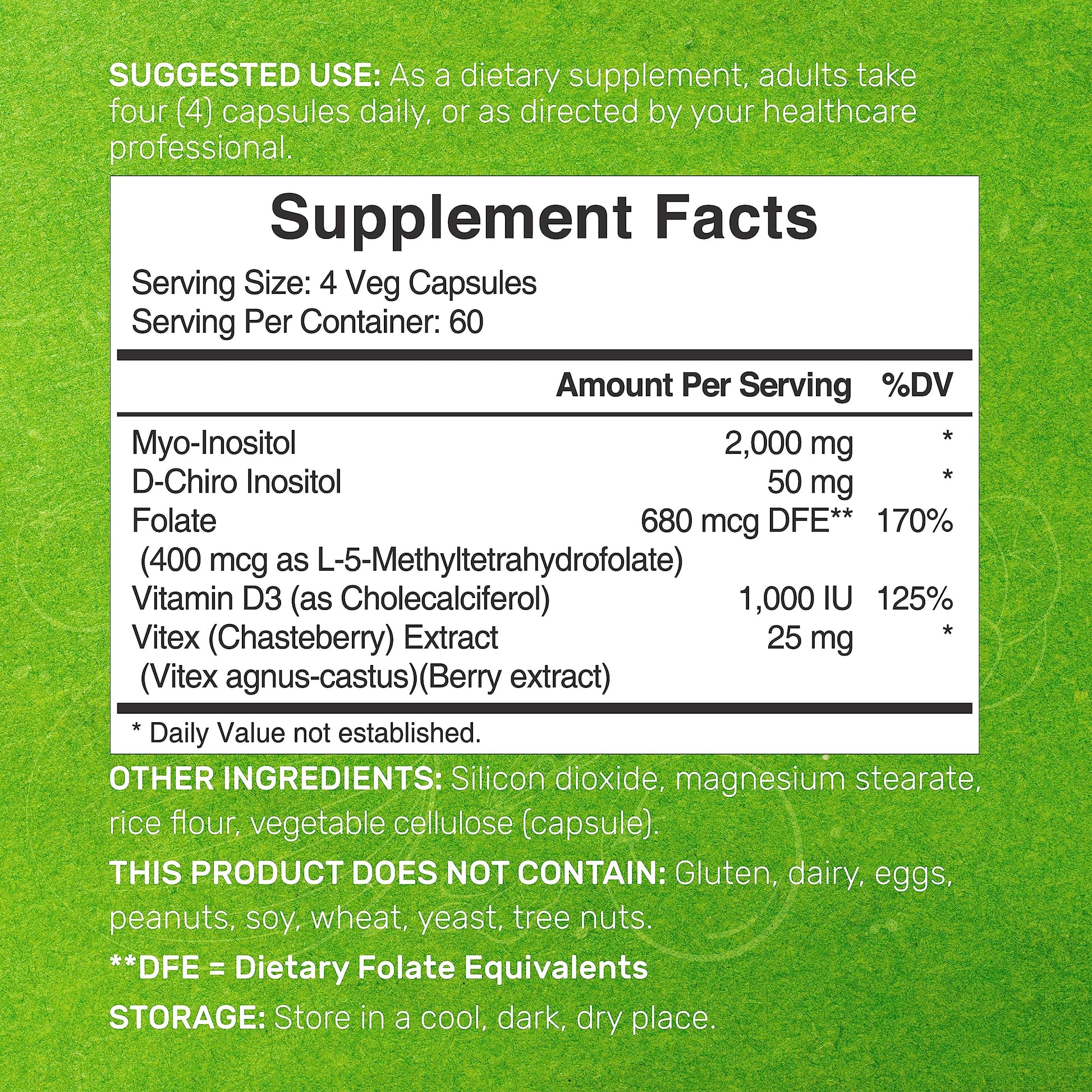 Myo-Inositol & D-Chiro Inositol Supplement (40:1) 2,050mg Per Serving, 240 Veggie Cap DEAL SUPPLEMENTUS supplements