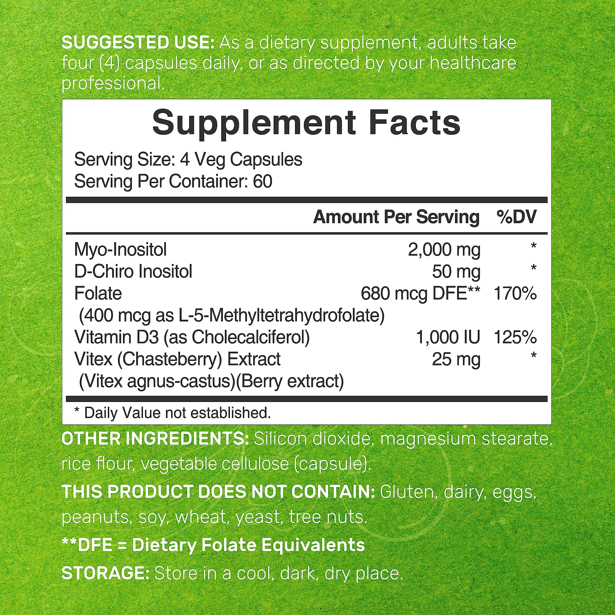 Myo-Inositol & D-Chiro Inositol Supplement (40:1) 2,050mg Per Serving, 240 Veggie Cap DEAL SUPPLEMENTUS supplements