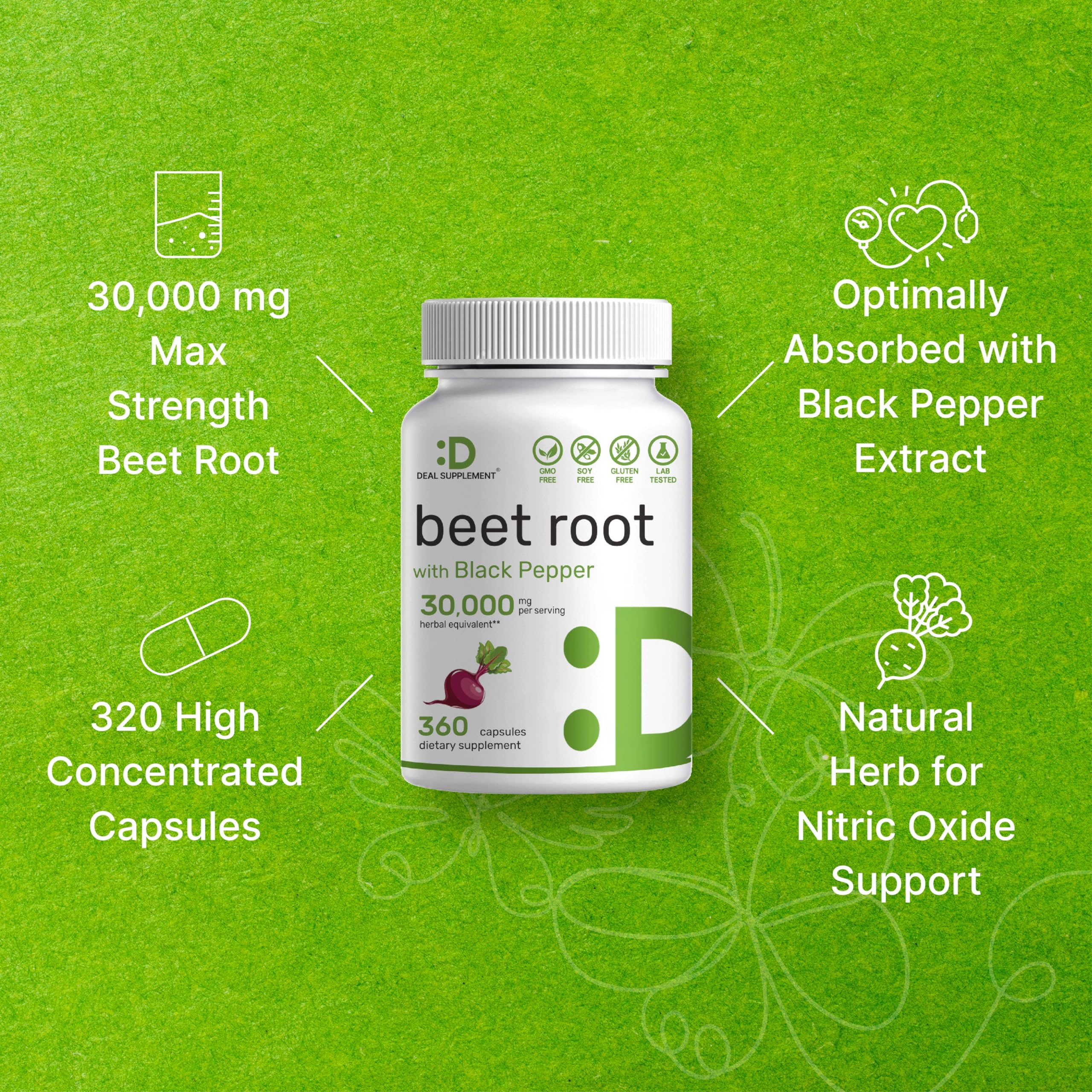 Beet Root Capsules 30000mg Per Serving, 360 Count, with Black Pepper Extract – Enhanced DEAL SUPPLEMENTAu supplements