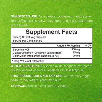 Berberine Supplement 500mg Per Capsule (1500mg Per Serving) | 240 Veggie Capsules DEAL SUPPLEMENTUS supplements