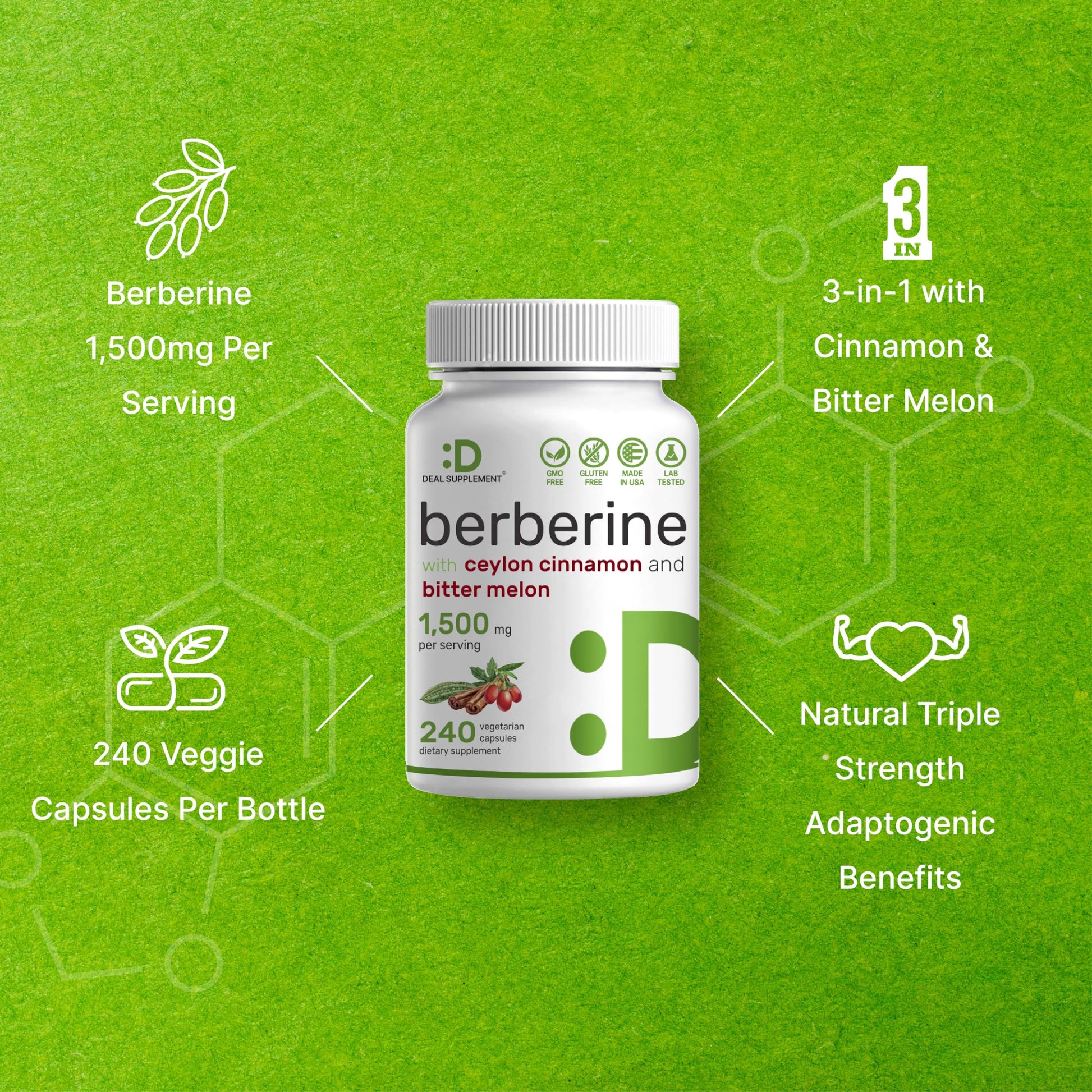 Berberine Supplement 500mg Per Capsule (1500mg Per Serving) | 240 Veggie Capsules DEAL SUPPLEMENTAu supplements