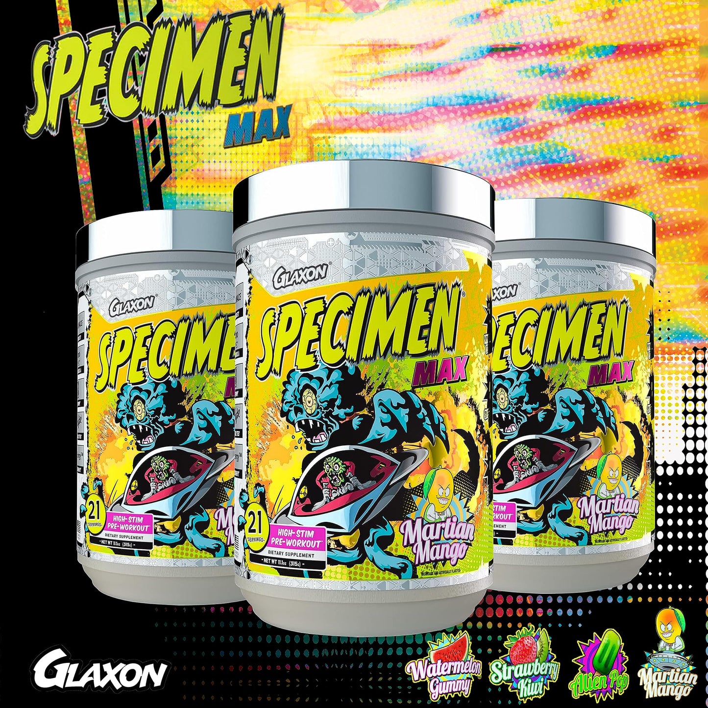 Glaxon Specimen Max High Stim Pre-Workout | 400mg Caffeine + 3200mg Beta Alanine GlaxonUS supplements