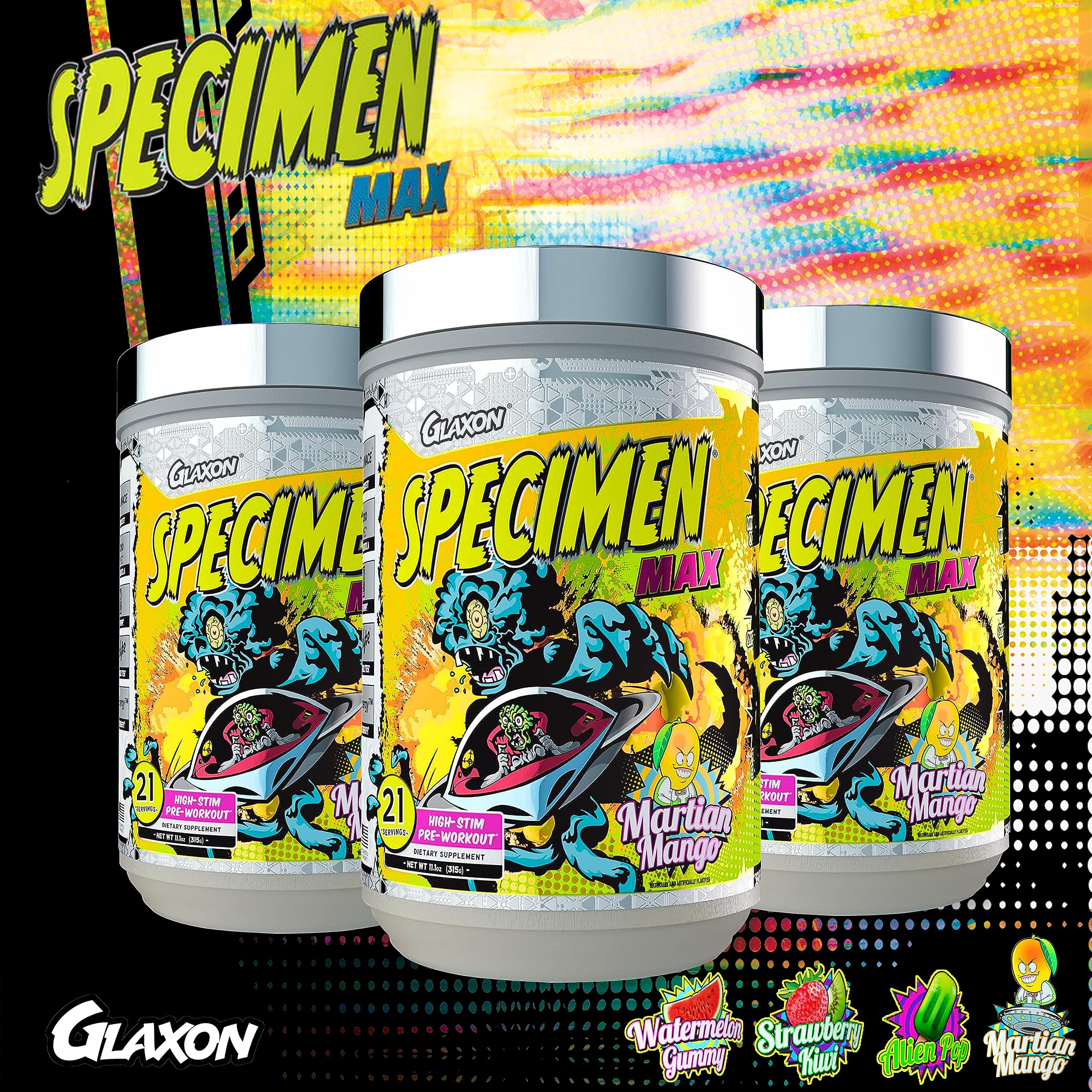 Glaxon Specimen Max High Stim Pre-Workout | 400mg Caffeine + 3200mg Beta Alanine GlaxonAu supplements