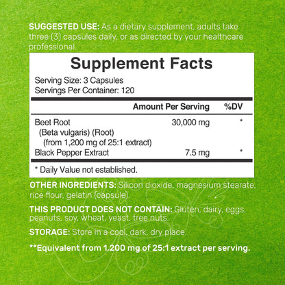 Beet Root Capsules 30000mg Per Serving, 360 Count, with Black Pepper Extract – Enhanced DEAL SUPPLEMENTUS supplements