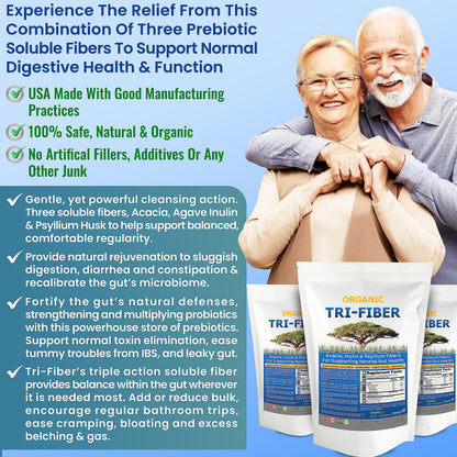 Kidney Restore Tri-Fiber Organic Soluble Fiber Powder, Unflavored High Fiber 3-in-1 Kidney RestoreUS supplements