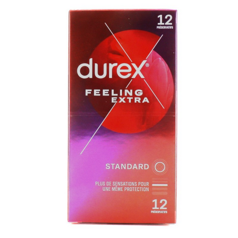 Durex Feeling Extra : 12 thin and lubricated condoms DurexAu supplements