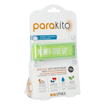 Parakito green bracelet "Never give up" rechargeable mosquito repellent PARAKITOAu supplements