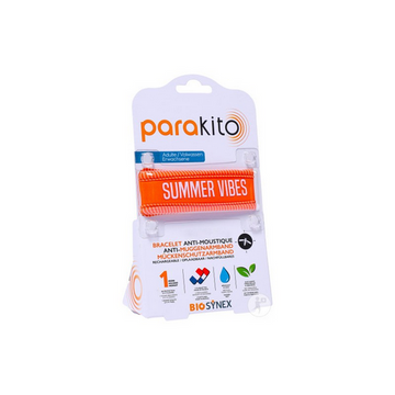 Parakito orange "Summer vibes" rechargeable mosquito repellent bracelet PARAKITOAu supplements