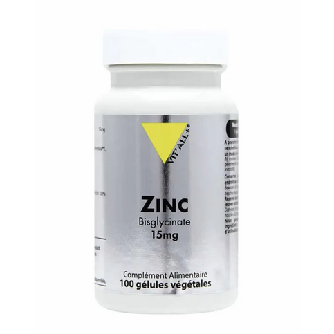 Zinc Bisglycinate 15 mg 100 gélules VIT'ALL+ VIT'ALL+Au supplements