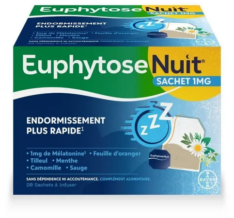 Euphytose Nuit Infusion: Sleep Aid with Melatonin & Herbs 20 Sachets TrustMedUSAAu supplements