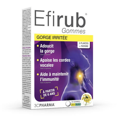 Efirub sore throat 24 lemon-menthol gummies 3C PHARMAAu supplements
