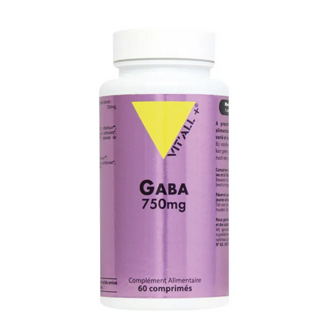 GABA 750 mg (Sommeil réparateur, sérénité) 60 comprimés VIT'ALL+ VIT'ALL+Au supplements