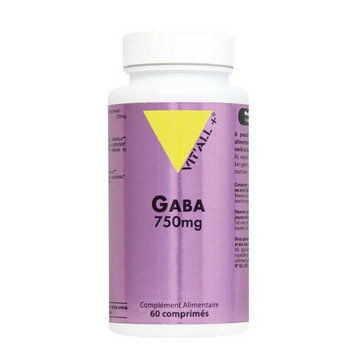 GABA 750 mg (Sommeil réparateur, sérénité) 60 comprimés VIT'ALL+ VIT'ALL+Au supplements