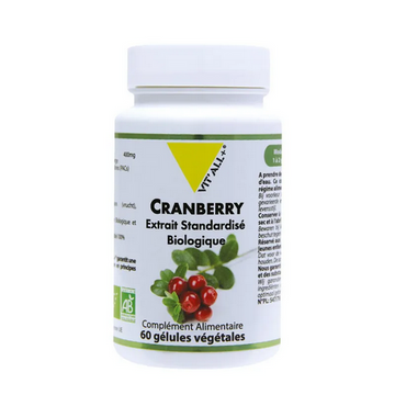 Cranberry BIO Extrait standardisé 400 mg 60 gélules VIT'ALL+ VIT'ALL+Au supplements