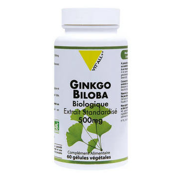 Ginkgo Biloba BIO 500mg Extrait standardisé 60 gélules VIT'ALL+ VIT'ALL+Au supplements