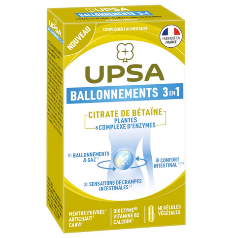 UPSA Ballonnements 3 en 1 : citrate de betaine and plants - 40 vegetable capsule UPSAAu supplements
